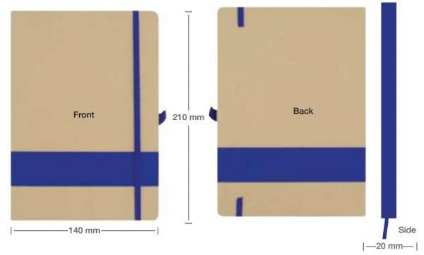 Measurements of Eco Friendly Notebooks with Stripe
