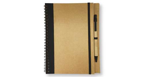 Black Recycled Notepad with Stylus Pen