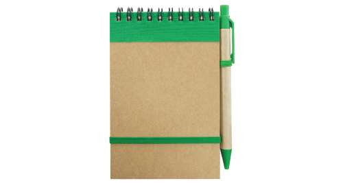 Green Recycled Notepads with Pen