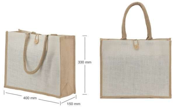 Product Measurement Jute Shopping Bags with Button