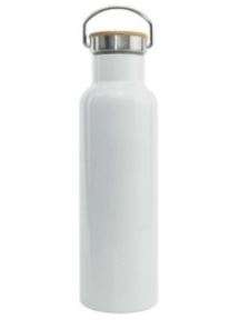 White Stainless Steel Flask with Bamboo Lid