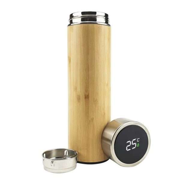 Bamboo Flask with temperature display