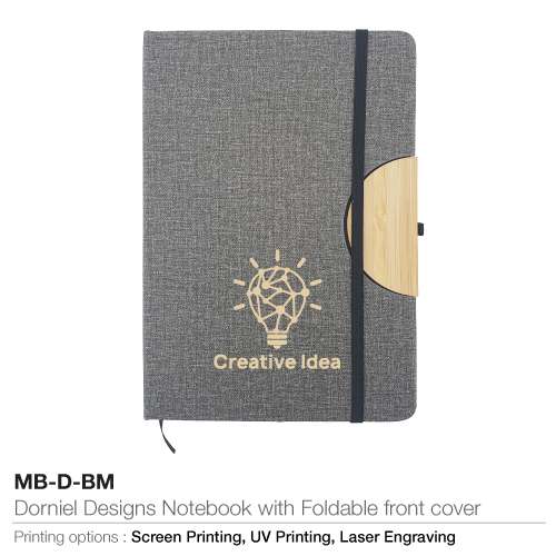 A5 Size Notebook with Foldable Front Cover - Branding Example