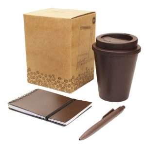 Coffee Gift Set - Travel Cup, Pen and Notepad packed in craft box