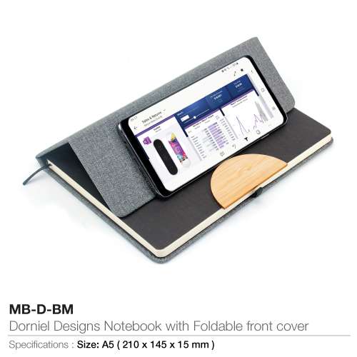 A5 Size Notebook with Foldable Front Cover - Use it as a mobile stand