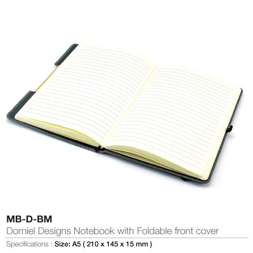 A5 Size Notebook with Foldable Front Cover - Cream colour pages of notebook