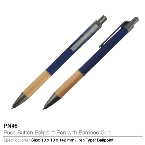 Push-Button Ballpoint Pens - Front and Side View