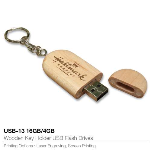 Wooden Keychain 16GB USB - BRANDING