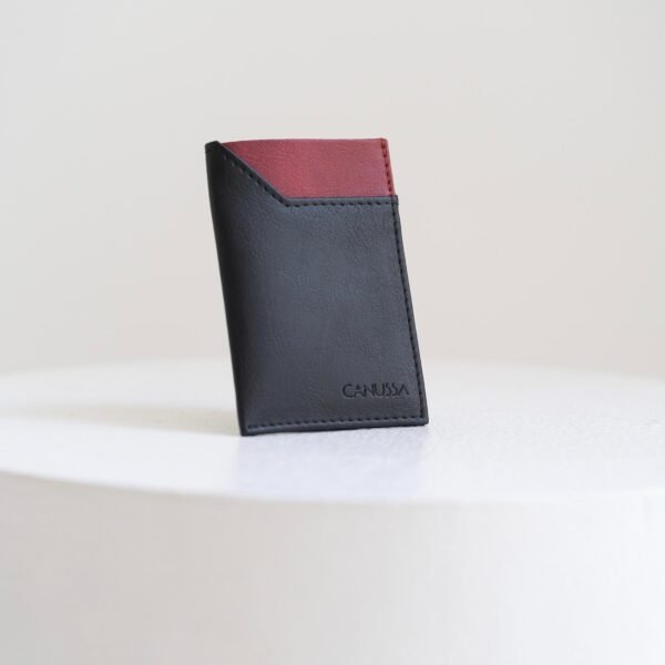 Premium Eco-friendly Corporate Gift Black/ Red Slim Vegan Card Holder