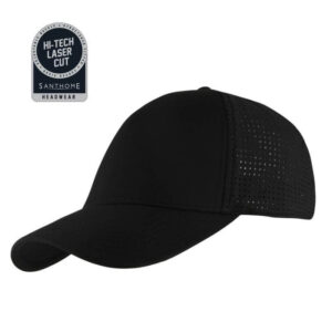 ACE - Santhome 5 Panel DryNCool® Sports Cap - Black - Caps - Eco-Friendly Corporate Gifts Dubai