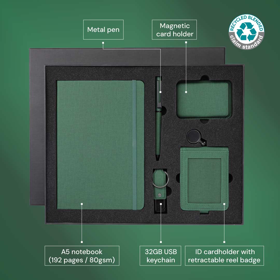 ALMADA - CHANGE ZERO Sustainable 5pc Onboarding Gift Set - Green - Gift Sets & For your Office - Eco-Friendly Corporate Gifts Dubai
