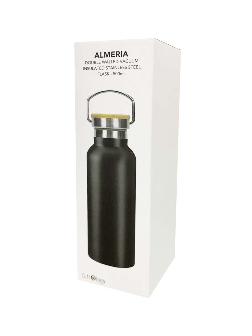 ALMERIA - Giftology Double Wall Stainless Steel Bottle 500ml - Black - Flasks & Bottles - Eco-Friendly Corporate Gifts Dubai