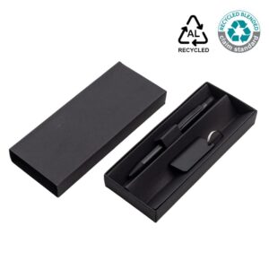 ANGLA - Gift Set of RCS Recycled Aluminium Pen and Keychain - Black - Promotional Eco-friendly pens & Key Holders & Gift Sets - Eco-Friendly Corporate Gifts Dubai