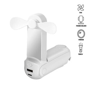 ARCHIE - Giftology 5-in-1 Powerbank Fan with Torch, Phone Holder & Mirror - Powerbanks & Travel Accessories & Hospitality - Eco-Friendly Corporate Gifts Dubai