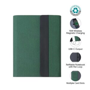 BERGMUND - Santhome 10000mAh Magnetic 15W Magsafe Wireless Power Bank Folder - Green - Powerbanks - Eco-Friendly Corporate Gifts Dubai