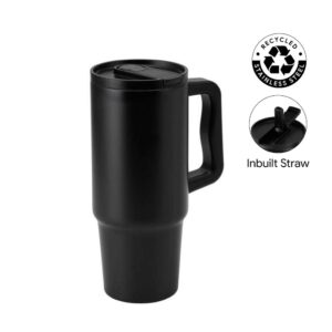 BERN 2.0 - Hans Larsen Recycled Stainless Steel Tumbler with Straw Lid - Black - Mugs & Cups - Eco-Friendly Corporate Gifts Dubai