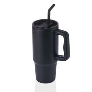 BERN - Recycled Stainless Steel Tumbler with Reusable Straw - Black - Mugs & Cups - Eco-Friendly Corporate Gifts Dubai