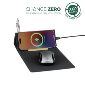 BLACE - CHANGE ZERO Recycled PU 15W Wireless Mousepad & Desk Organizer - Black - Stationery & Desk Items - Eco-Friendly Corporate Gifts Dubai