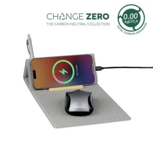 BLACE - CHANGE ZERO Recycled PU 15W Wireless Mousepad & Desk Organizer - Grey - Stationery & Desk Items - Eco-Friendly Corporate Gifts Dubai