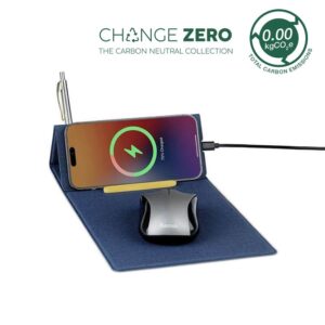 BLACE - CHANGE ZERO Recycled PU 15W Wireless Mousepad & Desk Organizer - Navy Blue - Stationery & Desk Items - Eco-Friendly Corporate Gifts Dubai