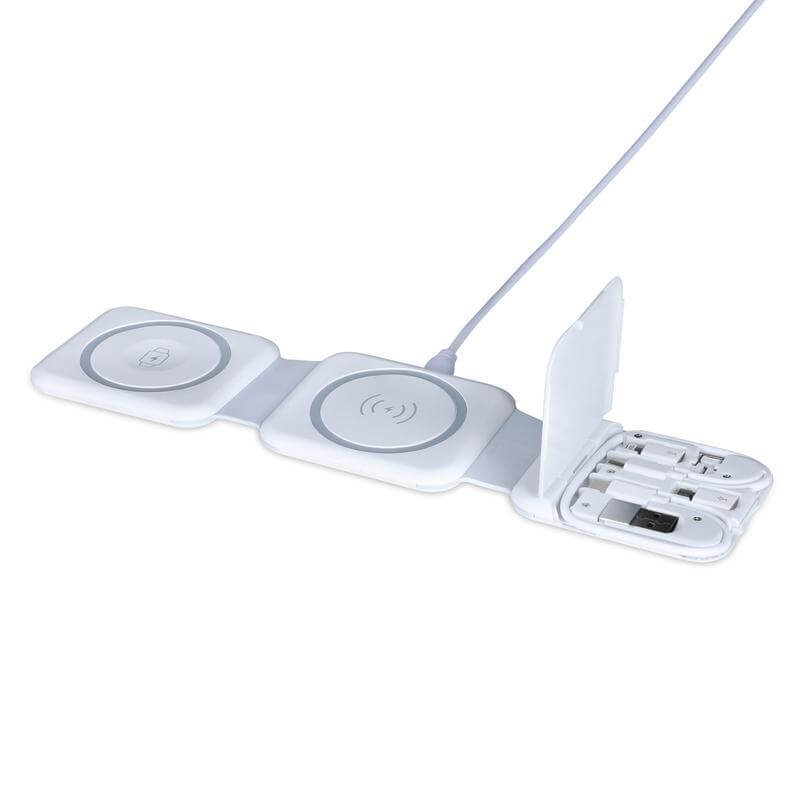 BOLERO - @memorii 2 in 1 Wireless Charger with Multi Cable Set - White - Chargers - Eco-Friendly Corporate Gifts Dubai