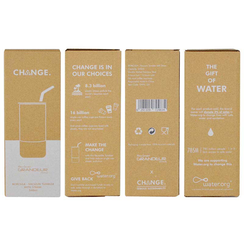 BORCULO - CHANGE Collection Insulated Tumbler with Reusable Straw - Black - Mugs & Cups - Eco-Friendly Corporate Gifts Dubai