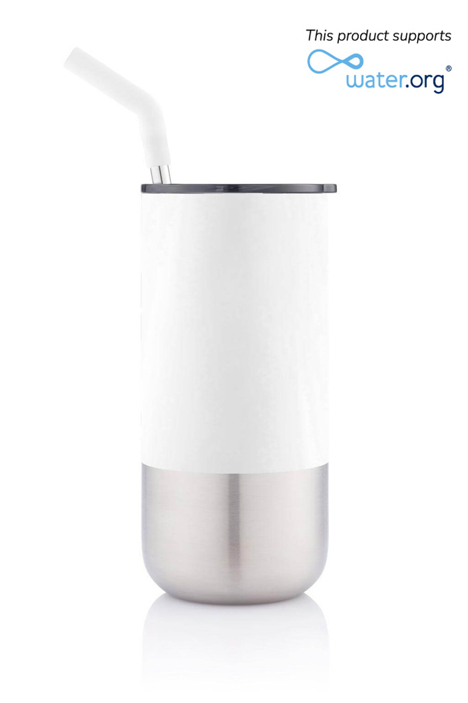 BORCULO - CHANGE Collection Insulated Tumbler with Reusable Straw - White - Mugs & Cups - Eco-Friendly Corporate Gifts Dubai