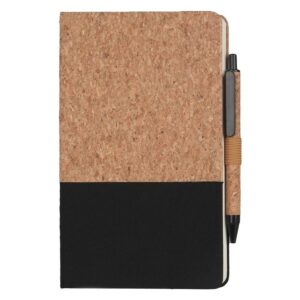 BORSA - eco-neutral A5 Cork Fabric Hard Cover Notebook and Pen Set - Black - Notebooks, Pads & Folders & For your Office - Eco-Friendly Corporate Gifts Dubai