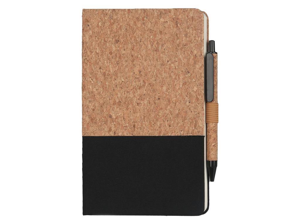 BORSA - eco-neutral A5 Cork Fabric Hard Cover Notebook and Pen Set - Black - Notebooks, Pads & Folders & For your Office - Eco-Friendly Corporate Gifts Dubai