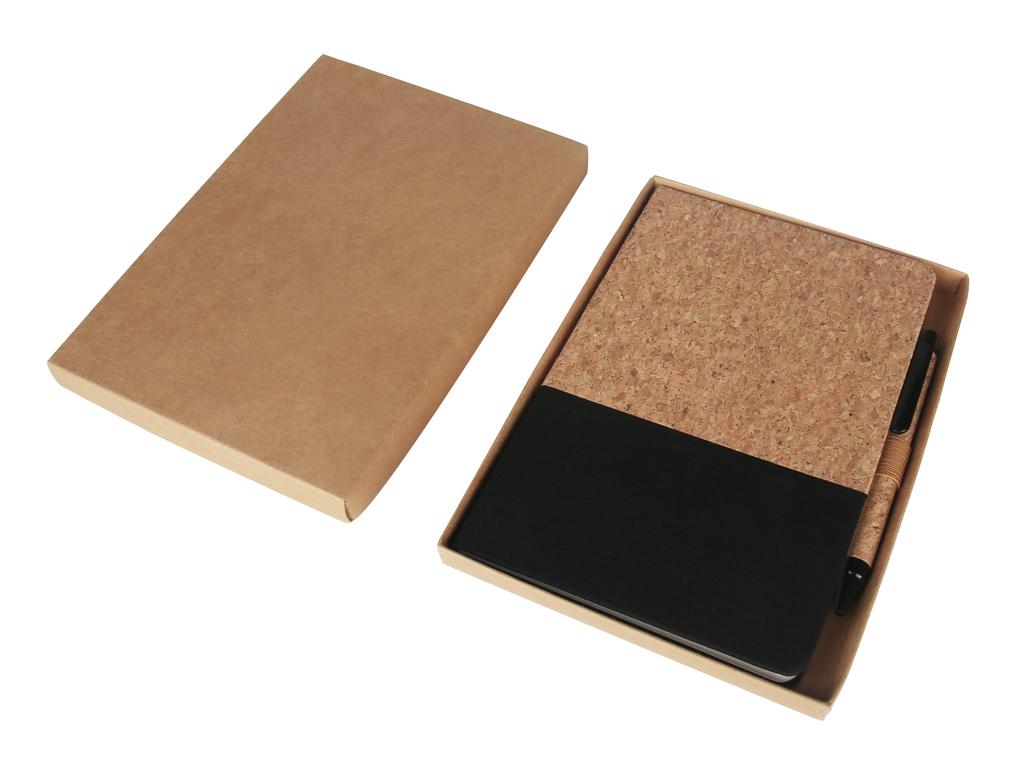 BORSA - eco-neutral A5 Cork Fabric Hard Cover Notebook and Pen Set - Black - Notebooks, Pads & Folders & For your Office - Eco-Friendly Corporate Gifts Dubai