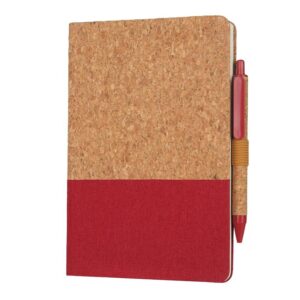 BORSA - eco-neutral A5 Cork Fabric Hard Cover Notebook and Pen Set - Red - Notebooks, Pads & Folders & For your Office - Eco-Friendly Corporate Gifts Dubai