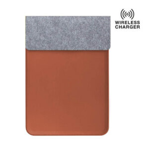 CAMDEN - Giftology 14" Felt Laptop Sleeve With 15W Magnetic Charger - Tan - Chargers & Laptop Bags & Powerbanks & For your Office & Backpacks - Eco-Friendly Corporate Gifts Dubai