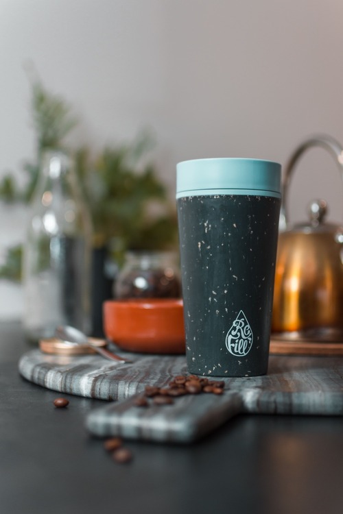 Circular Cup 12oz Black & Faraway Blue - Mugs & Cups - Eco-Friendly Corporate Gifts Dubai