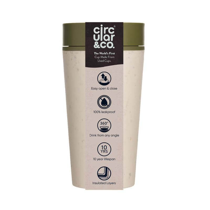Circular Cup 12oz Cream & Honest Green - Mugs & Cups - Eco-Friendly Corporate Gifts Dubai