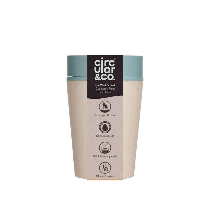 Circular Cup 8oz Cream & Faraway Blue - Mugs & Cups - Eco-Friendly Corporate Gifts Dubai