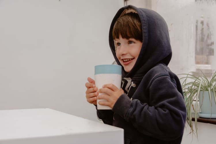 Circular Cup 8oz Cream & Faraway Blue - Mugs & Cups - Eco-Friendly Corporate Gifts Dubai