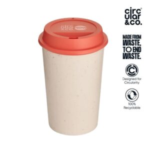 Circular NOW Cup 12oz Cream & Caught Out Coral - Mugs & Cups - Eco-Friendly Corporate Gifts Dubai