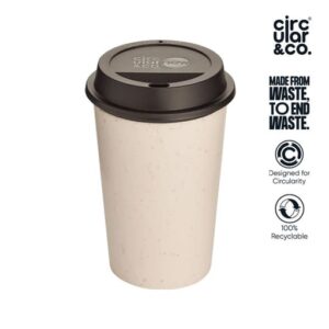 Circular NOW Cup 12oz Cream & Cosmic Black - Mugs & Cups - Eco-Friendly Corporate Gifts Dubai