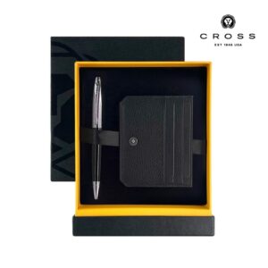 Cross Calais™ Ballpoint Pen with Leather Cardholder - Black - Gift Sets - Eco-Friendly Corporate Gifts Dubai