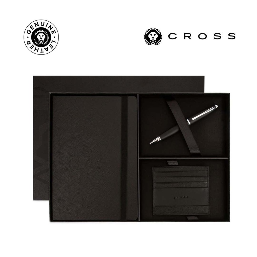 Cross Calais™ Ballpoint Pen with Notebook and Cardholder Gift Set - Black - Gift Sets - Eco-Friendly Corporate Gifts Dubai