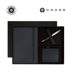 Cross Calais™ Ballpoint Pen with Notebook and Cardholder Gift Set - Blue - Gift Sets - Eco-Friendly Corporate Gifts Dubai