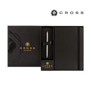 Cross Click™ Chrome Ballpoint Pen & A5 Hardcover Notebook Gift Set - Black - Gift Sets - Eco-Friendly Corporate Gifts Dubai