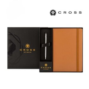 Cross Click™ Chrome Ballpoint Pen & A5 Hardcover Notebook Gift Set - Mocha - Gift Sets - Eco-Friendly Corporate Gifts Dubai