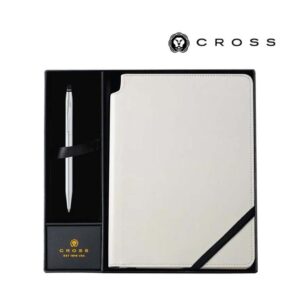 Cross Click™ Chrome Ballpoint Pen with Classic White Journal Gift Set - Gift Sets - Eco-Friendly Corporate Gifts Dubai
