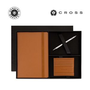 Cross Click™ Chrome Ballpoint Pen with Notebook and Cardholder Gift Set - Mocha - Gift Sets - Eco-Friendly Corporate Gifts Dubai