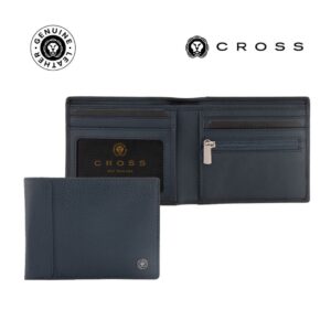 CROSS Pebble Leather 6CC Classic Fold Wallet with 6CC Cardholder - Navy Blue - Card Holders & Wallets - Eco-Friendly Corporate Gifts Dubai