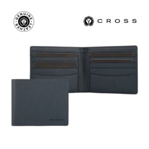 CROSS Saffiano Leather 8CC Slim Bifold Wallet - Navy Blue - Card Holders & Wallets - Eco-Friendly Corporate Gifts Dubai