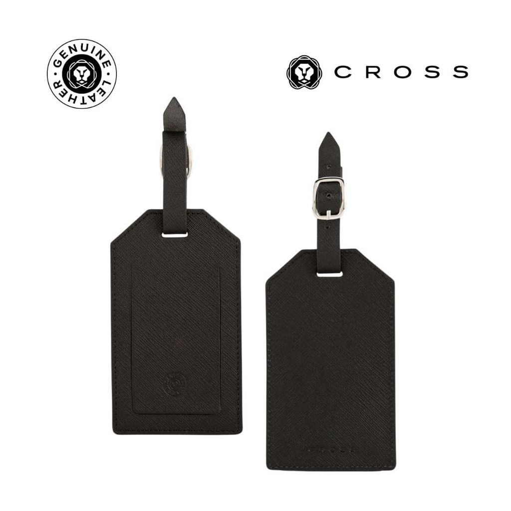 CROSS Saffiano Leather Luggage Label - Black - Travel Accessories - Eco-Friendly Corporate Gifts Dubai