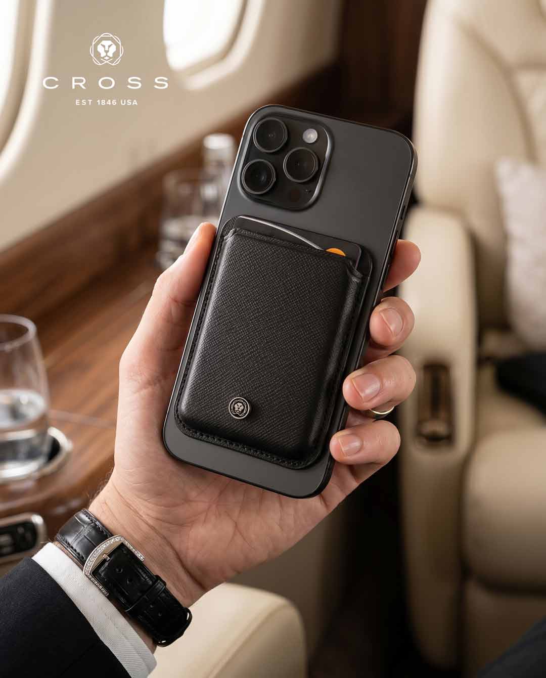 CROSS Saffiano Leather Magnetic Cardholder - Black - Card Holders & Wallets - Eco-Friendly Corporate Gifts Dubai