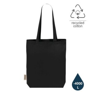 DARGUN - GRS-certified Recycled Cotton Tote Bag with Gusset - Black - Shopping & Tote Bags - Eco-Friendly Corporate Gifts Dubai